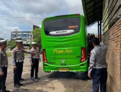 polres tulang bawang Cegah Laka Lantas Pada Libur Panjang,  Bersama Dishub Gelar Ramp Check di Dua PO Bus