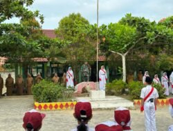 Babinsa 426-04/BA Menjadi Pembina Upacara Bendera Di SDN 01 Sumber Makmur